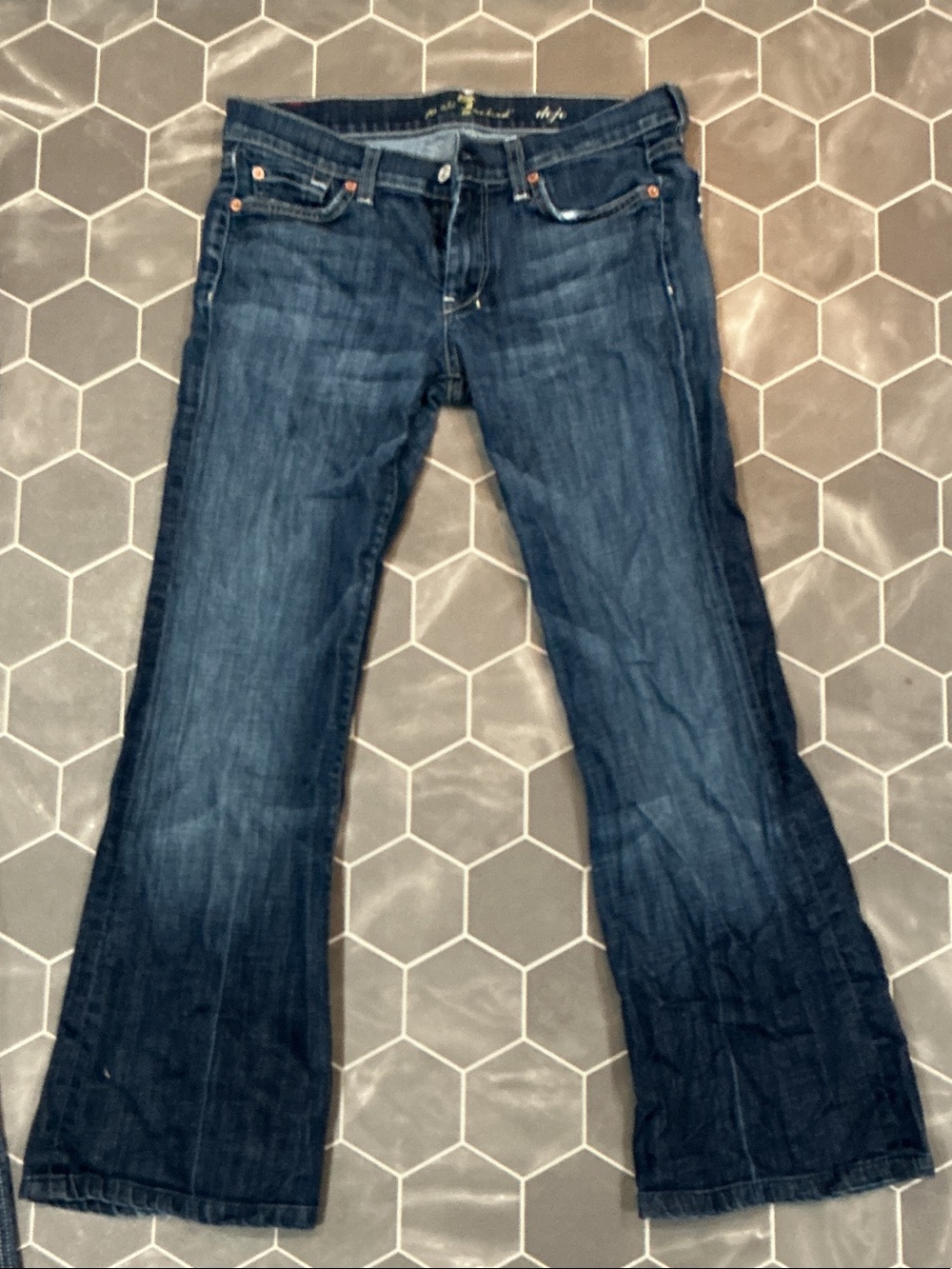 7 For All Mankind Women's Dark Indigo Flare Jeans